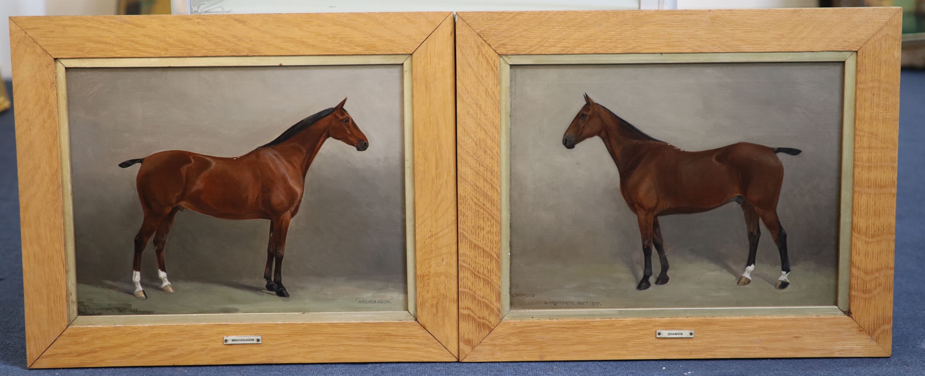 William Joseph Redworth (1873-1941), Portraits of Racehorses: Archdeacon, Chanois, Lord Dalmahoy and Niger, set of 4 oils on canvas, 30 x 39.5cm